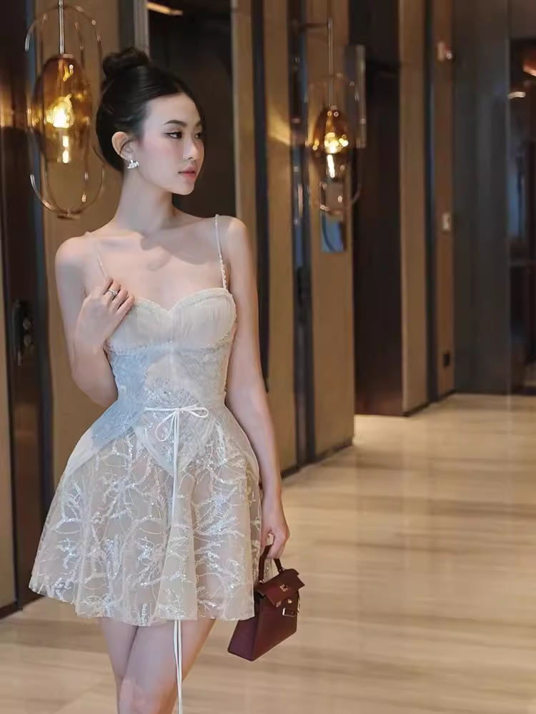 Elegant A-Line Spaghetti Straps Tulle 18th Birthday Dress Short Homecoming Dresses - View 3 | FashionDia