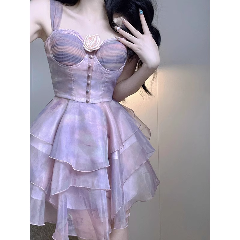 Cute Ball Gown Straps Lilac Short Cocktail Dresses Birthday Outfits - FashionDia