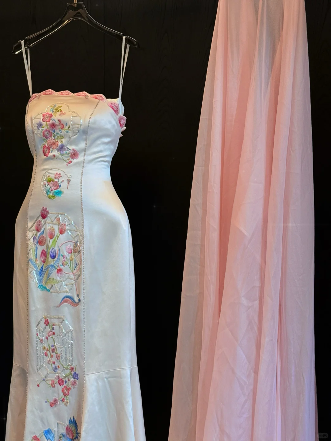 Modest Mermaid Spaghetti Straps Satin Embroidery Long Prom Dress,Formal Dress - View 7 | FashionDia