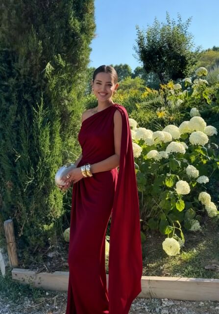Elegant Mermaid One-Shoulder Satin Pleated Long Prom Dress,Formal Dress - View 2 | FashionDia