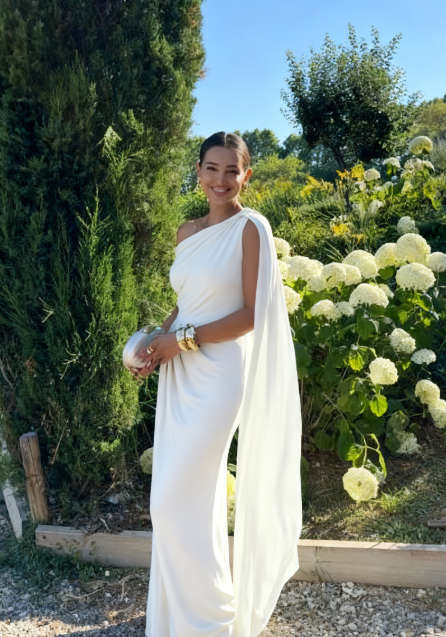 Elegant Mermaid One-Shoulder Satin Pleated Long Prom Dress,Formal Dress - View 5 | FashionDia
