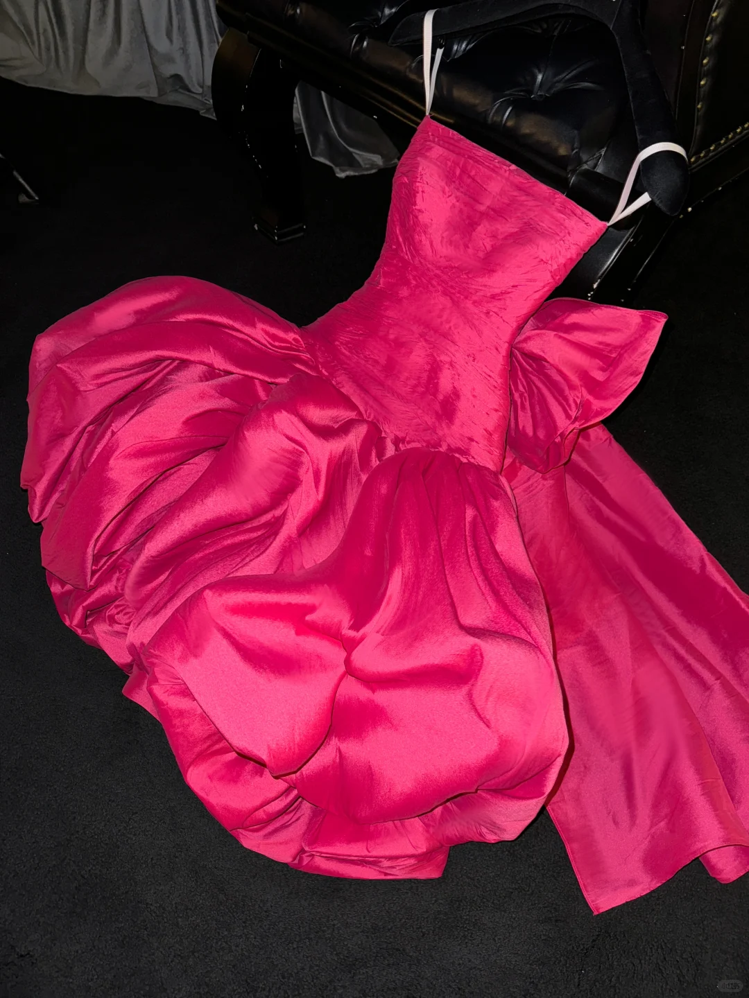 Hot Pink Ball Gown Spaghetti Straps Satin Back With Bow Short Homecoming Dress 18th Birthday Outfits - View 3 | FashionDia