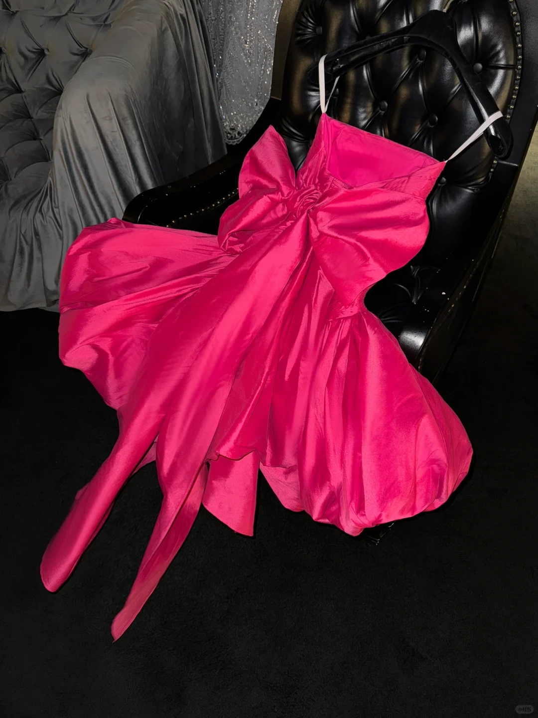 Hot Pink Ball Gown Spaghetti Straps Satin Back With Bow Short Homecoming Dress 18th Birthday Outfits - View 4 | FashionDia