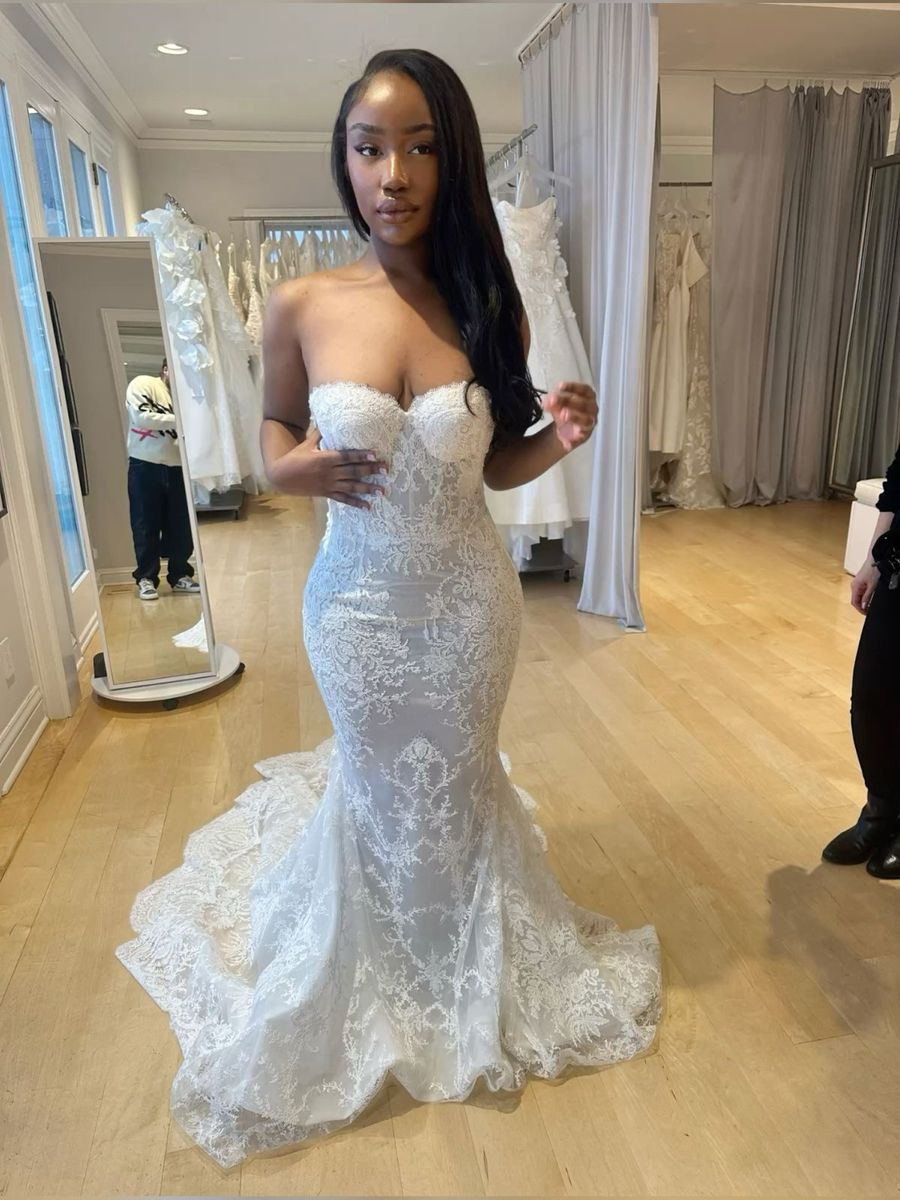 Elegant Mermaid Sweetheart Lace Long Prom Dress,Formal Dress - FashionDia