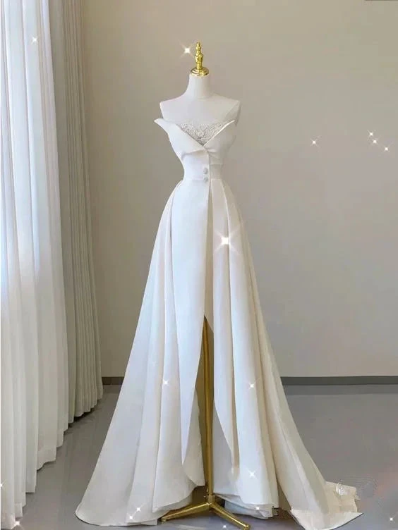 Elegant White Wedding Dress,White Bridal Dress (ZD13717)