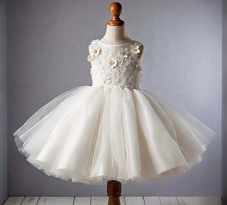 Sweet Ball Gown Satin Tulle Applique Flower Girl Dress - View 2 | FashionDia