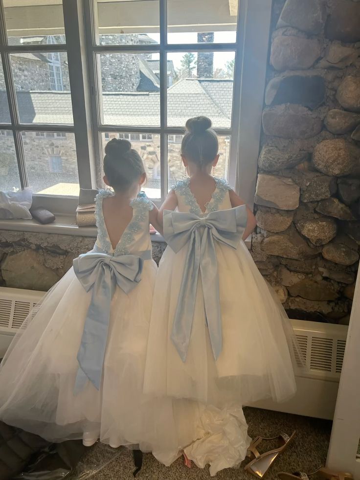 Sweet A-Line Satin Tulle Applique Back With Bow Knot Flower Girl Dress - View 2 | FashionDia