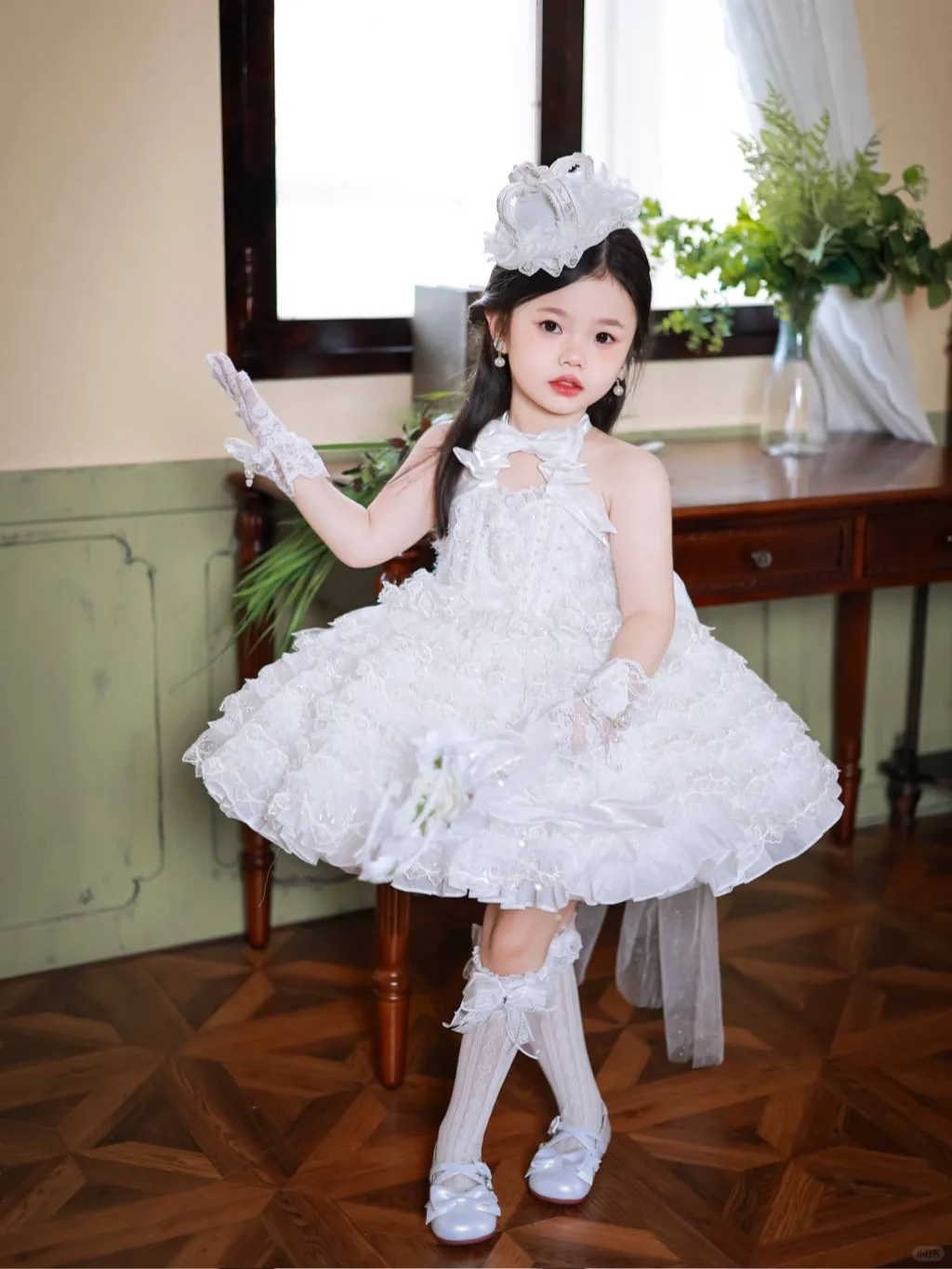 Cute Ball Gown Halter Tulle Flower Girl Dress - View 3 | FashionDia