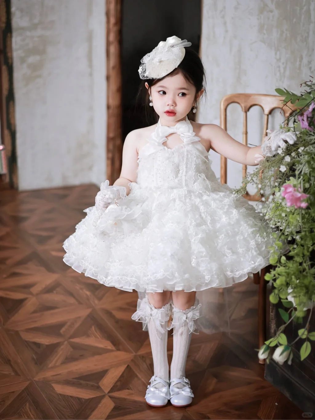 Cute Ball Gown Halter Tulle Flower Girl Dress - View 4 | FashionDia