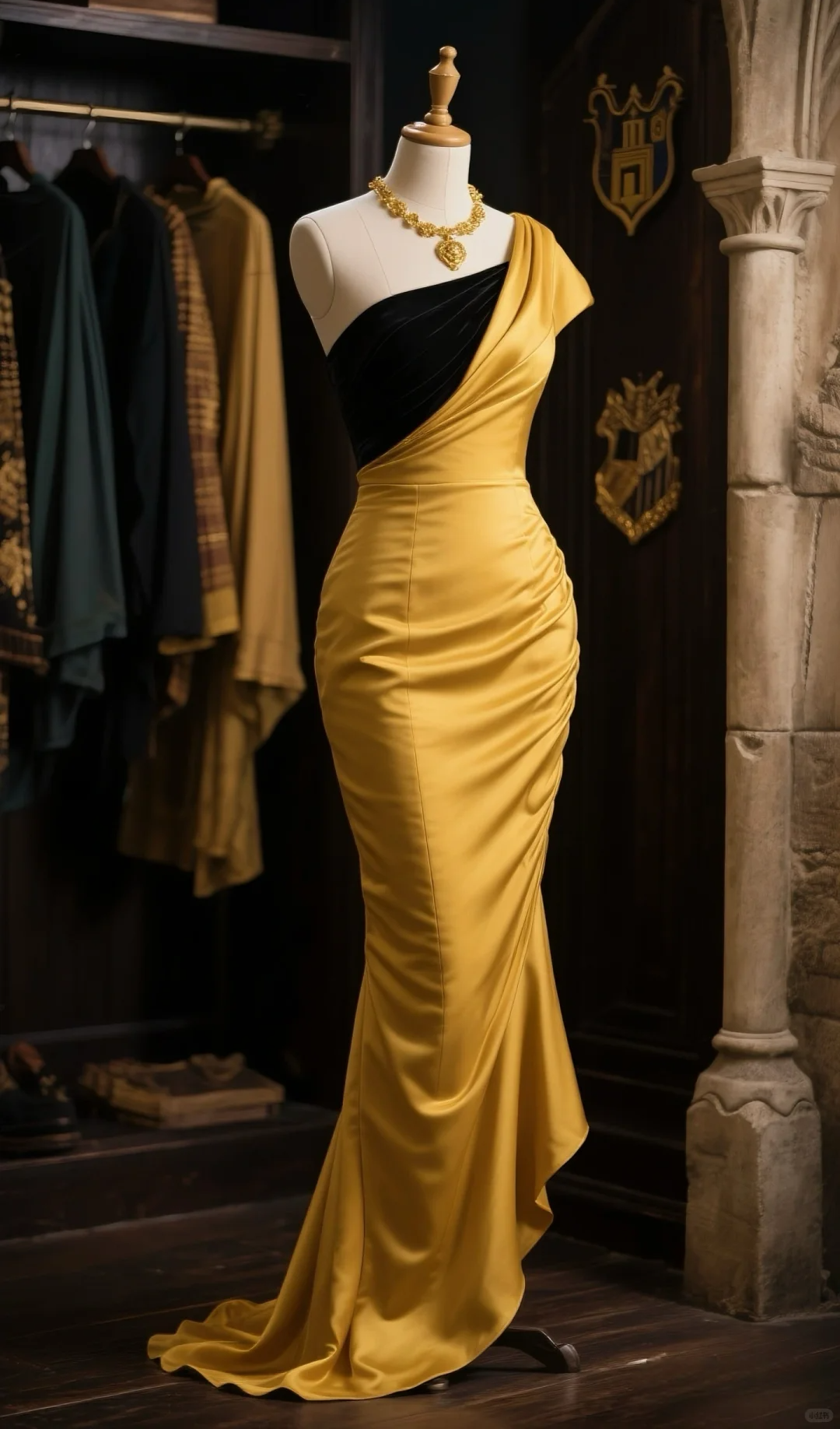 Chic Mermaid One-Shoulder Satin Long Prom Dress, Evening Dress - FashionDia