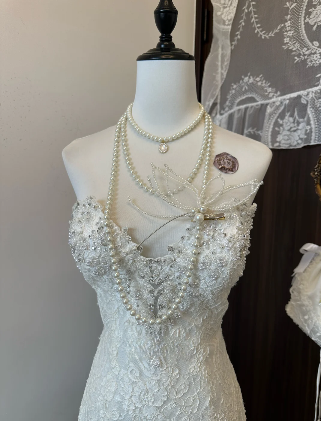 Vintage Mermaid Sweetheart Lace Beaded Long Prom Dress, Evening Dress - View 6 | FashionDia