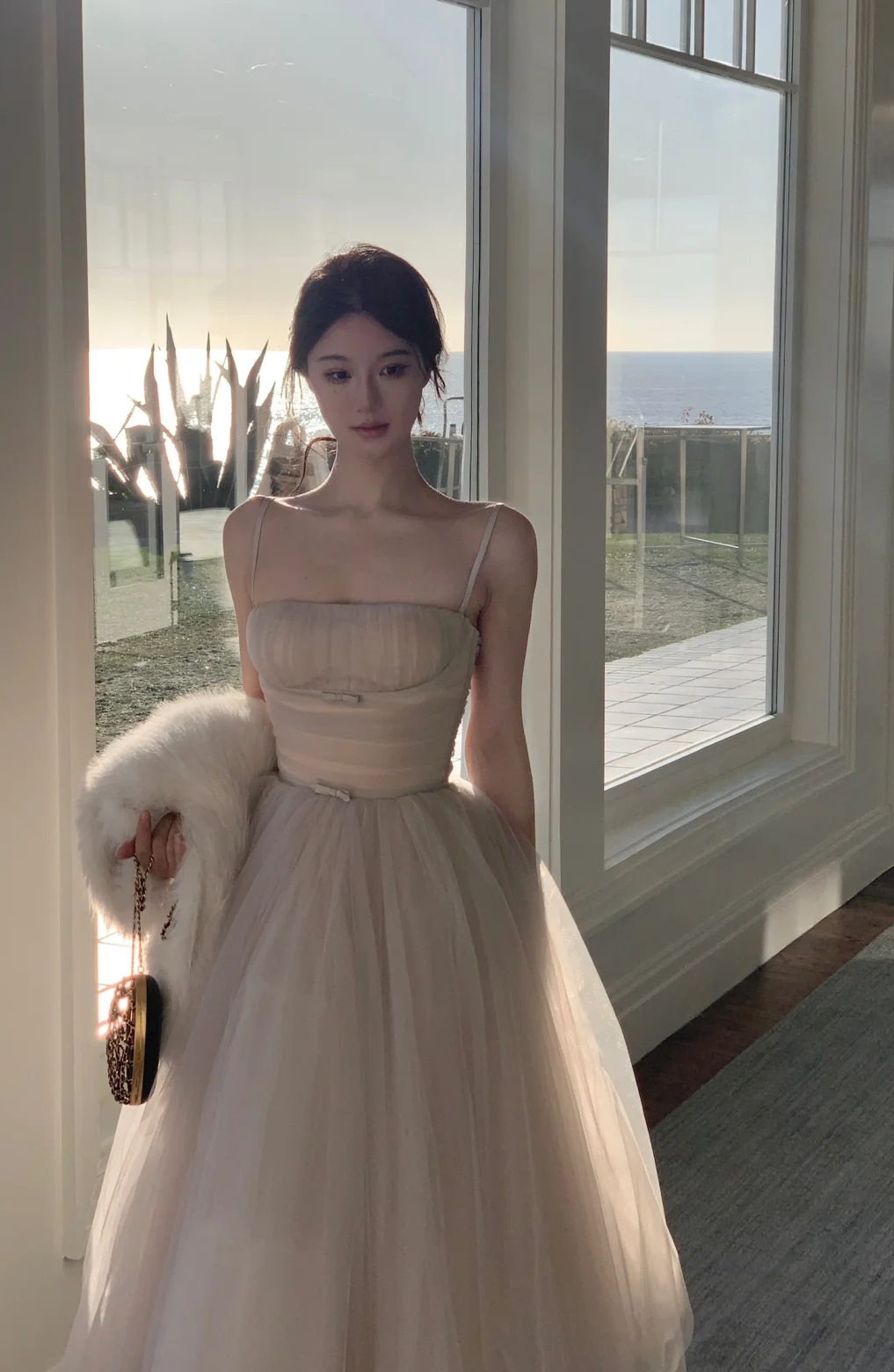 Elegant A-Line Spaghetti Straps Tulle Long Prom Dress, Evening Dress - FashionDia