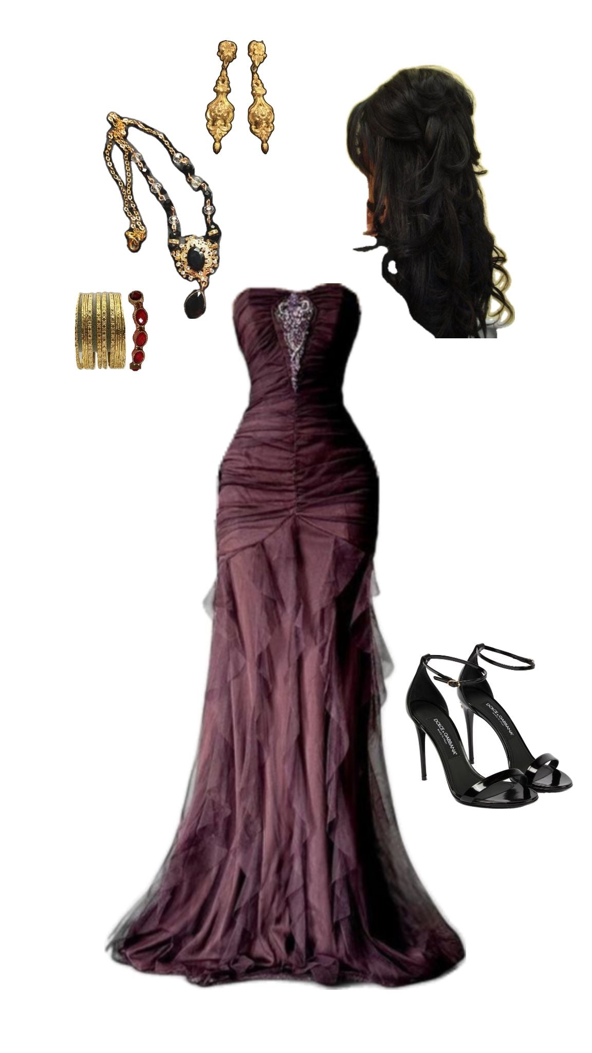 Charming Mermaid Sweetheart Chiffon Ruffle Tulle Long Prom Dress, Evening Dress - View 2 | FashionDia