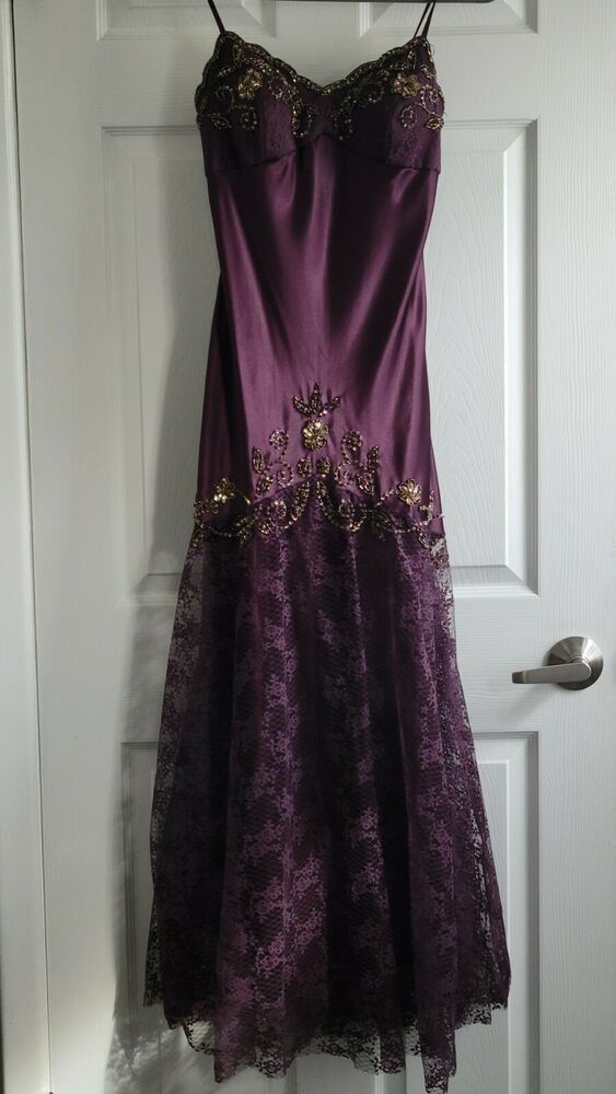 Charming Mermaid Spaghetti Straps Satin Lace Beaded Without Sleeves Long Prom Dress, Evening Dress - FashionDia