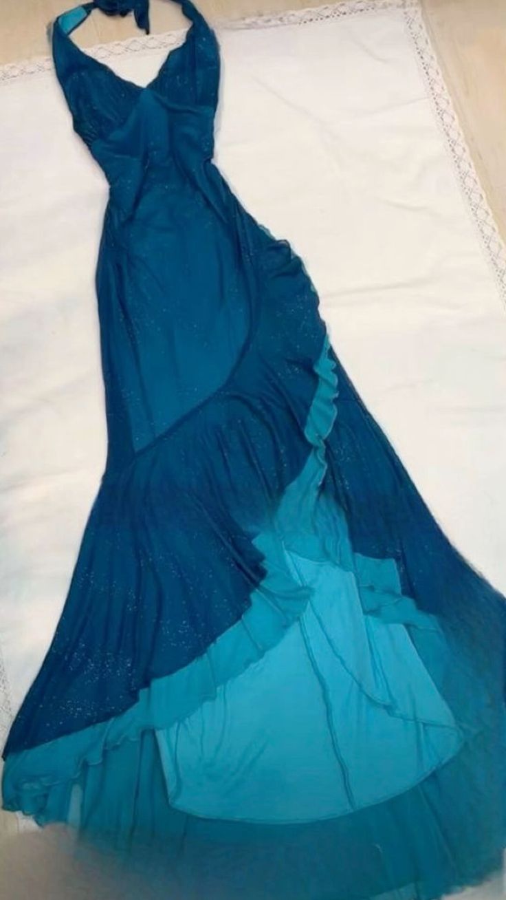 Chic Mermaid Halter Chiffon Without Sleeves Long Prom Dress, Evening Dress - View 2 | FashionDia