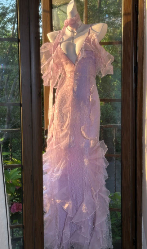 Charming Mermaid Spaghetti Straps Satin Ruffle Tulle Without Sleeves Long Prom Dress, Evening Dress - View 3 | FashionDia