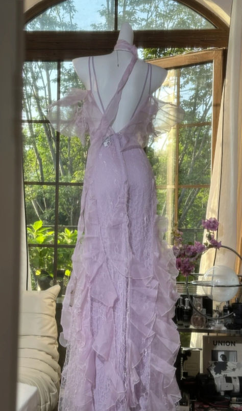 Charming Mermaid Spaghetti Straps Satin Ruffle Tulle Without Sleeves Long Prom Dress, Evening Dress - View 6 | FashionDia