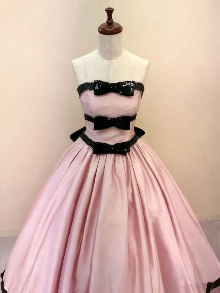 Pretty Soft Pink Ball Gown Strapless Satin Sequin Without Sleeves Long Prom Dress, Evening Dress - View 4 | FashionDia