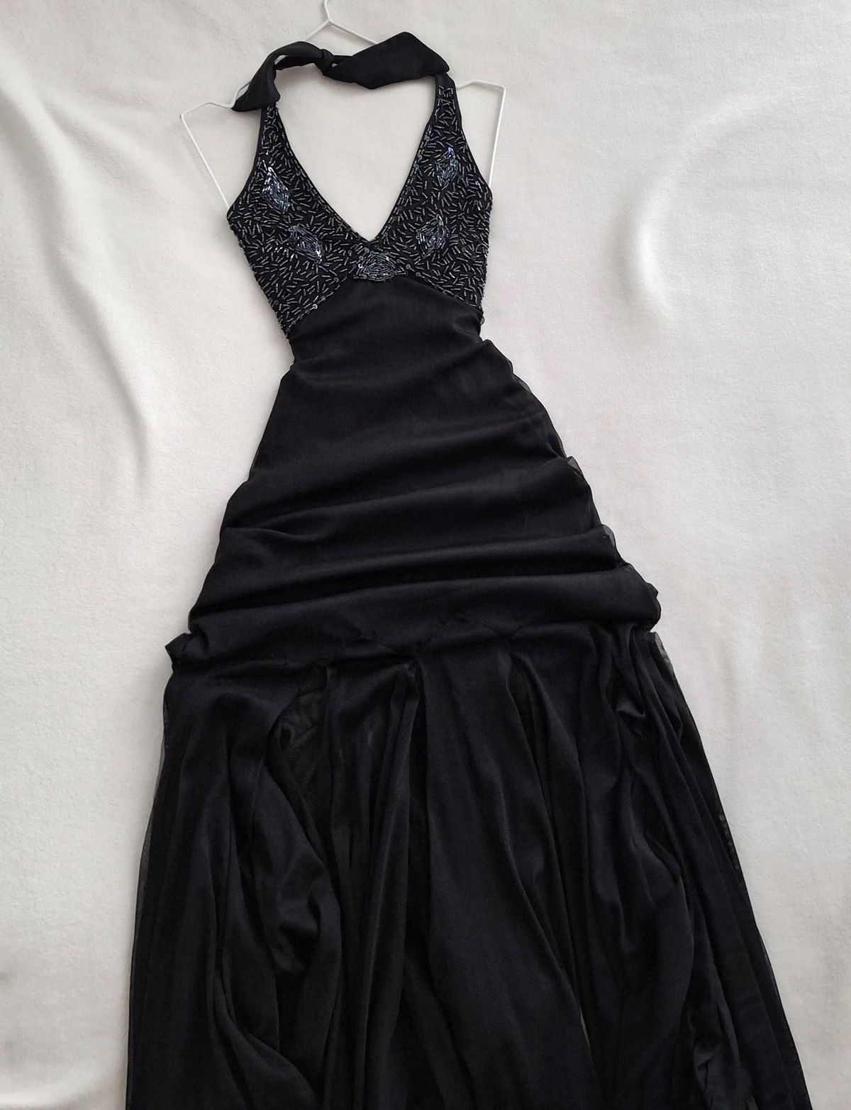 Pretty A-Line Black Halter Chiffon Beaded Without Sleeves Long Prom Dress, Evening Dress - View 2 | FashionDia