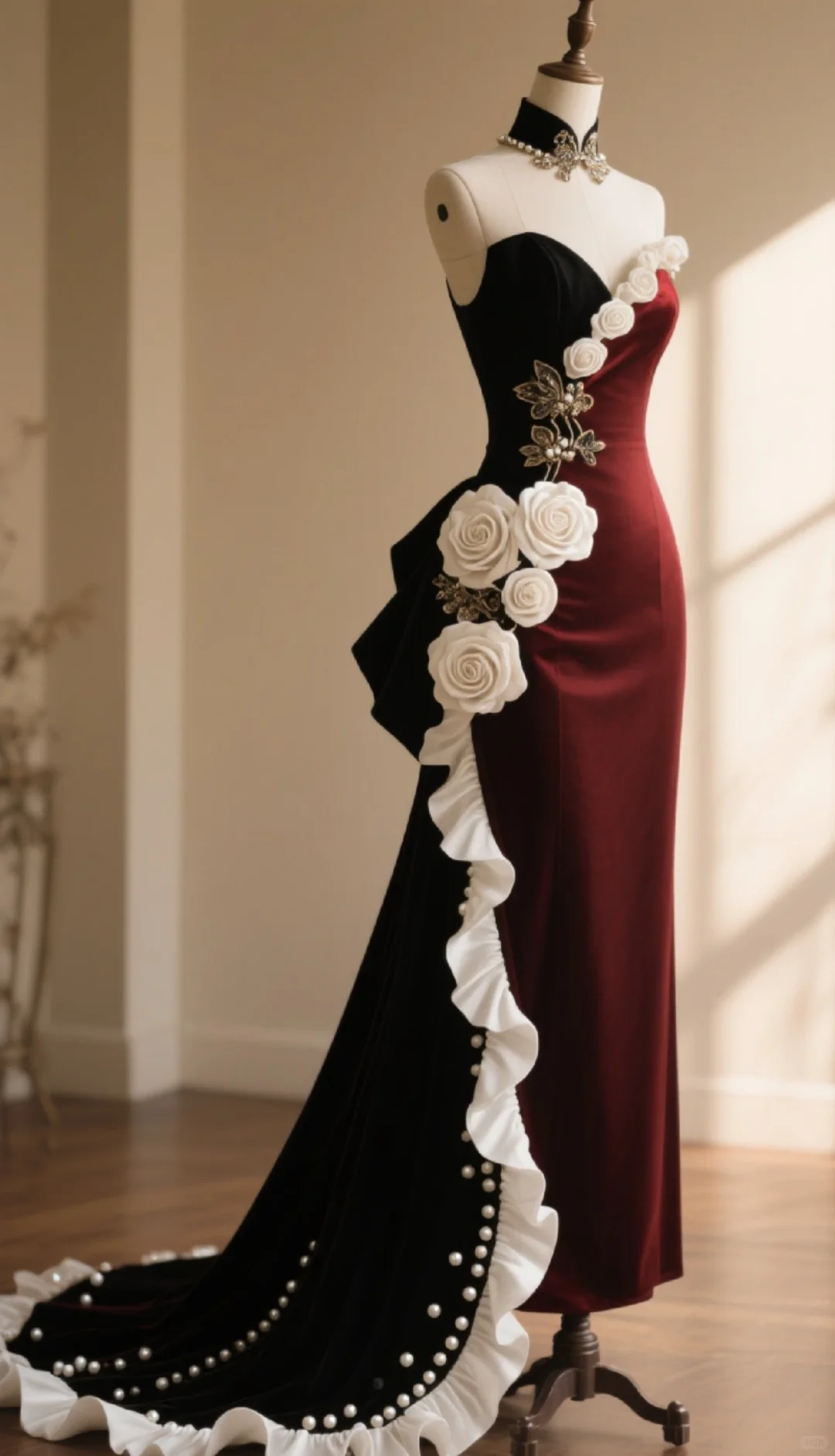 Chic Mermaid Sweetheart Satin Applique Without Sleeves Long Prom Dress, Evening Dress - View 2 | FashionDia