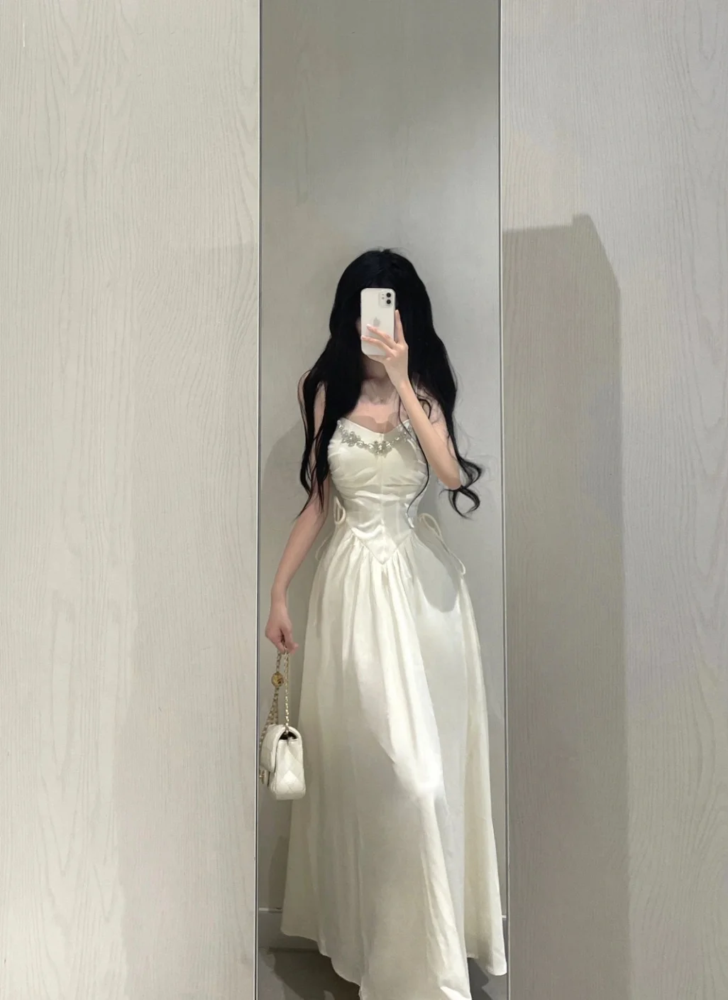 Elegant A-Line Spaghetti Straps Satin Without Sleeves Long Prom Dress, Evening Dress - FashionDia