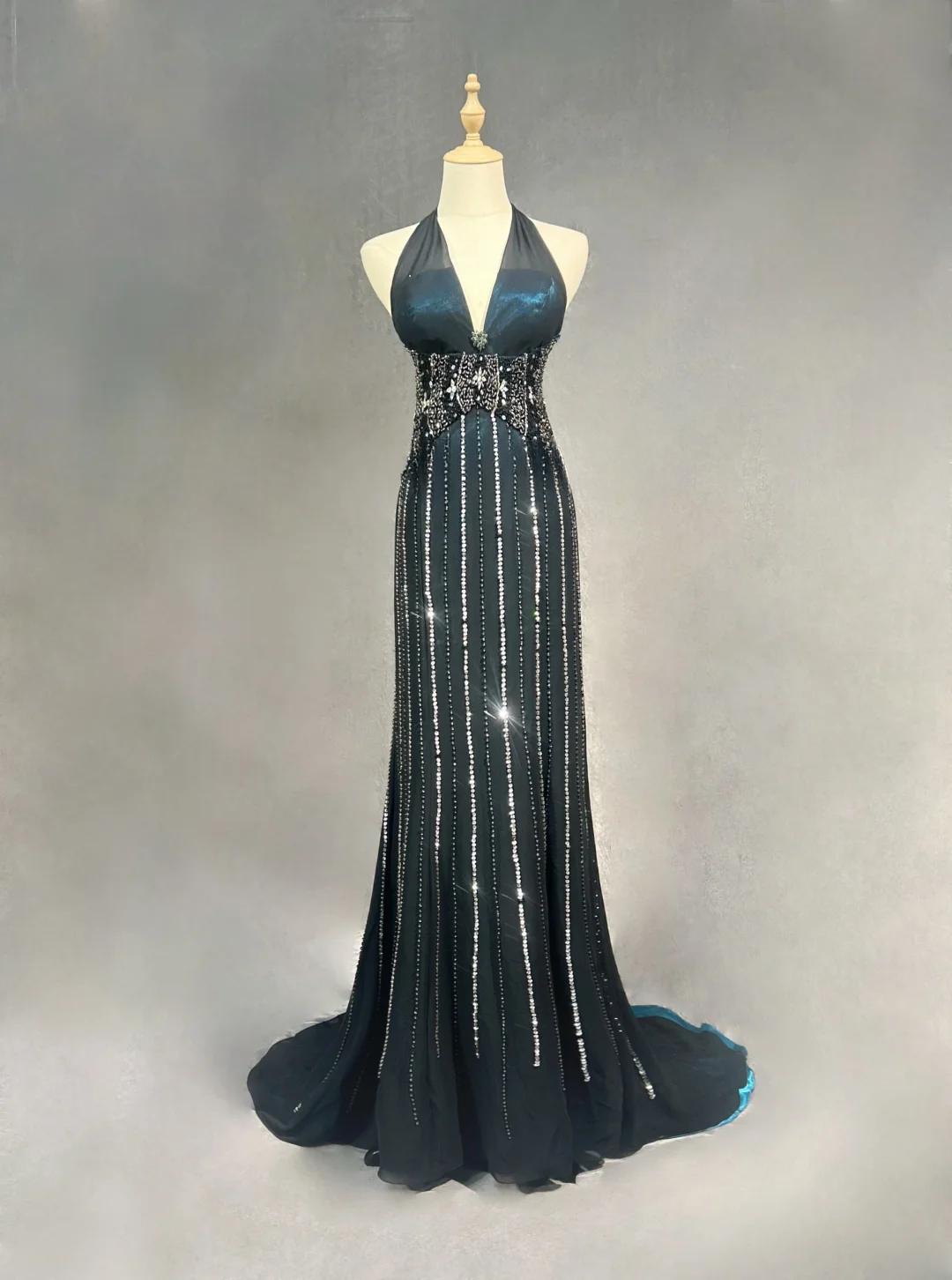 Gorgeous Mermaid Halter Sequin Beaded Without Sleeves Long Prom Dress, Evening Dress - FashionDia