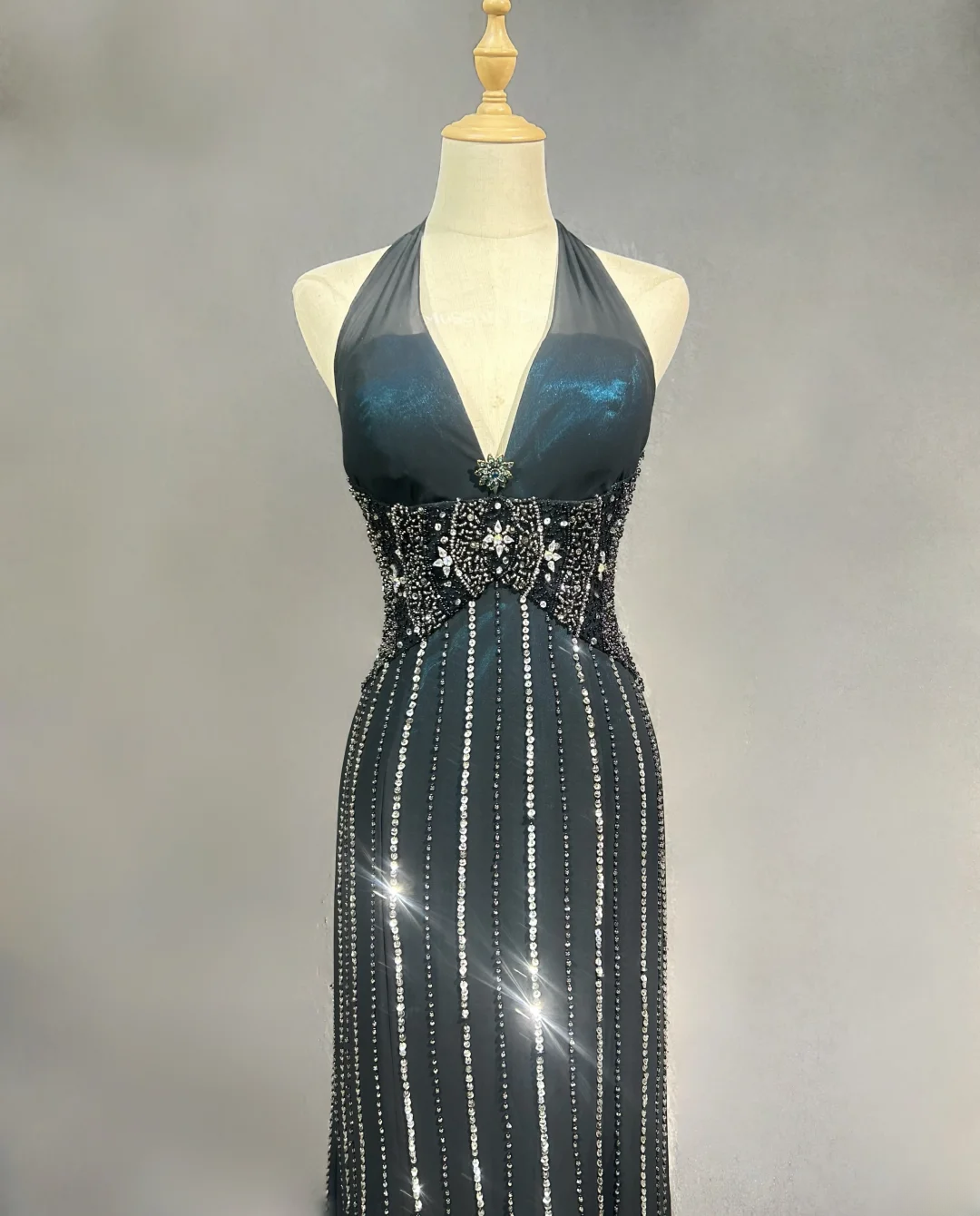 Gorgeous Mermaid Halter Sequin Beaded Without Sleeves Long Prom Dress, Evening Dress - View 3 | FashionDia
