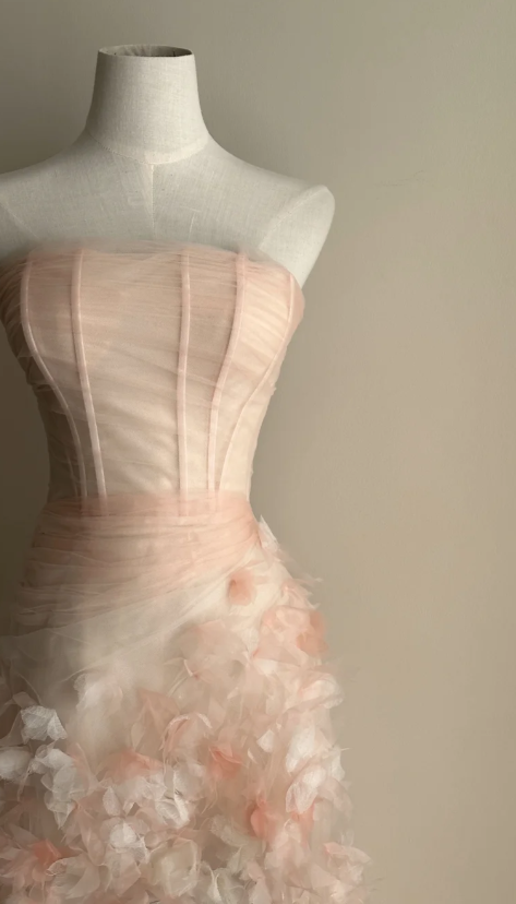Pretty Mermaid Strapless Tulle Applique Without Sleeves Long Prom Dress, Evening Dress - View 2 | FashionDia