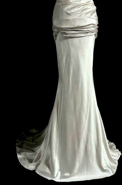 Classy Mermaid Strapless Satin Without Sleeves Long Prom Dress, Evening Dress - View 5 | FashionDia