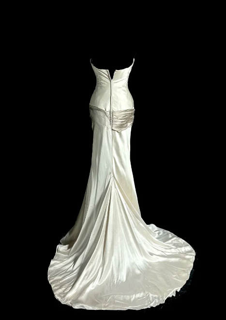 Classy Mermaid Strapless Satin Without Sleeves Long Prom Dress, Evening Dress - View 6 | FashionDia