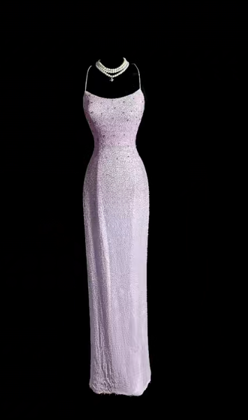 Glitter Mermaid Spaghetti Straps Sequin Beaded Without Sleeves Long Prom Dress, Evening Dress - FashionDia