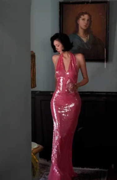 Glitter Mermaid Halter Sequin Backless Without Sleeves Long Prom Dress, Evening Dress - FashionDia