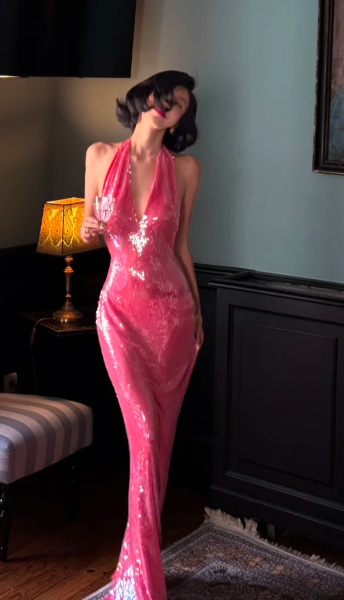 Glitter Mermaid Halter Sequin Backless Without Sleeves Long Prom Dress, Evening Dress - View 2 | FashionDia