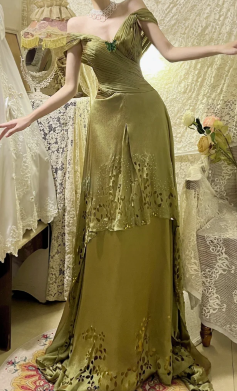 Chic A-Line V-Neck Satin Hollow Without Sleeves Long Prom Dress, Evening Dress - View 2 | FashionDia