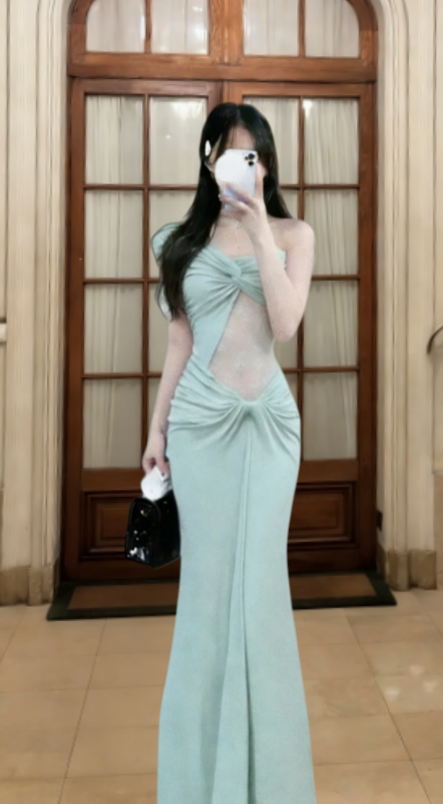 Unique Mermaid One Shoulder Satin Lace Long Prom Dress, Evening Dress - VelvetHem
