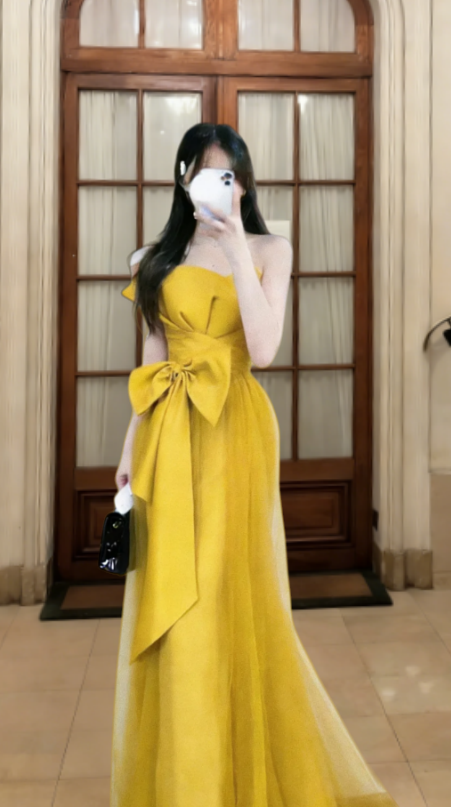 Elegant A-Line Strapless Satin Tulle Long Prom Dress, Evening Dress - FashionDia