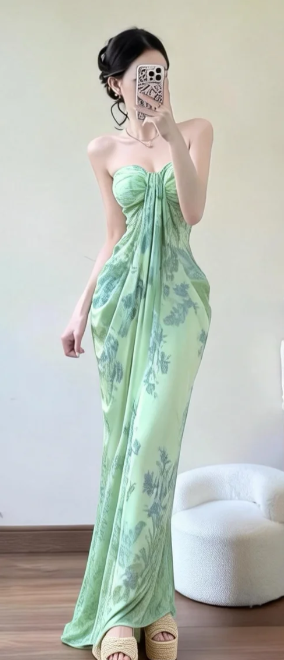 Charming Mermaid Sweetheart Printed Chiffon Long Prom Dress, Evening Dress - FashionDia