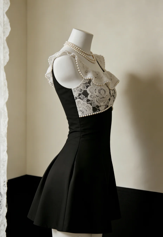 Princess A-Line Square Neck Satin Lace Short Homecoming Dress 16th Birthday Outfits - View 2 | FashionDia