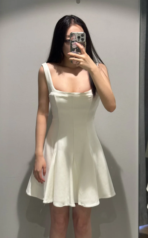 Cute A-Line Square Satin Short Homecoming Dress 16th Birthday Outfits - FashionDia