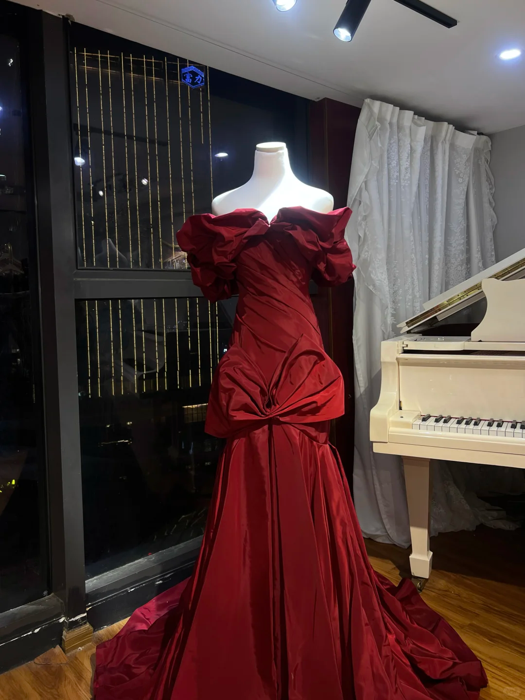 Formal Mermaid Burgundy Off-the-Shoulder Satin Long Prom Dress, Evening Dress - View 3 | FashionDia