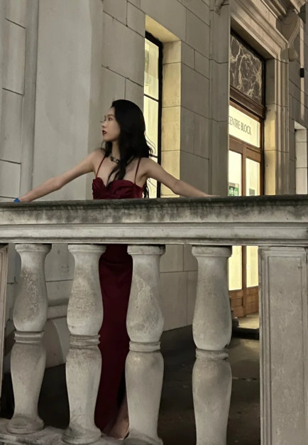 Classy Mermaid Burgundy Spaghetti Straps Satin Slit Long Prom Dress, Evening Dress - View 3 | FashionDia