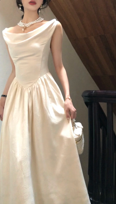 Elegant Sweet A-Line Satin Long Prom Dress, Evening Dress - FashionDia
