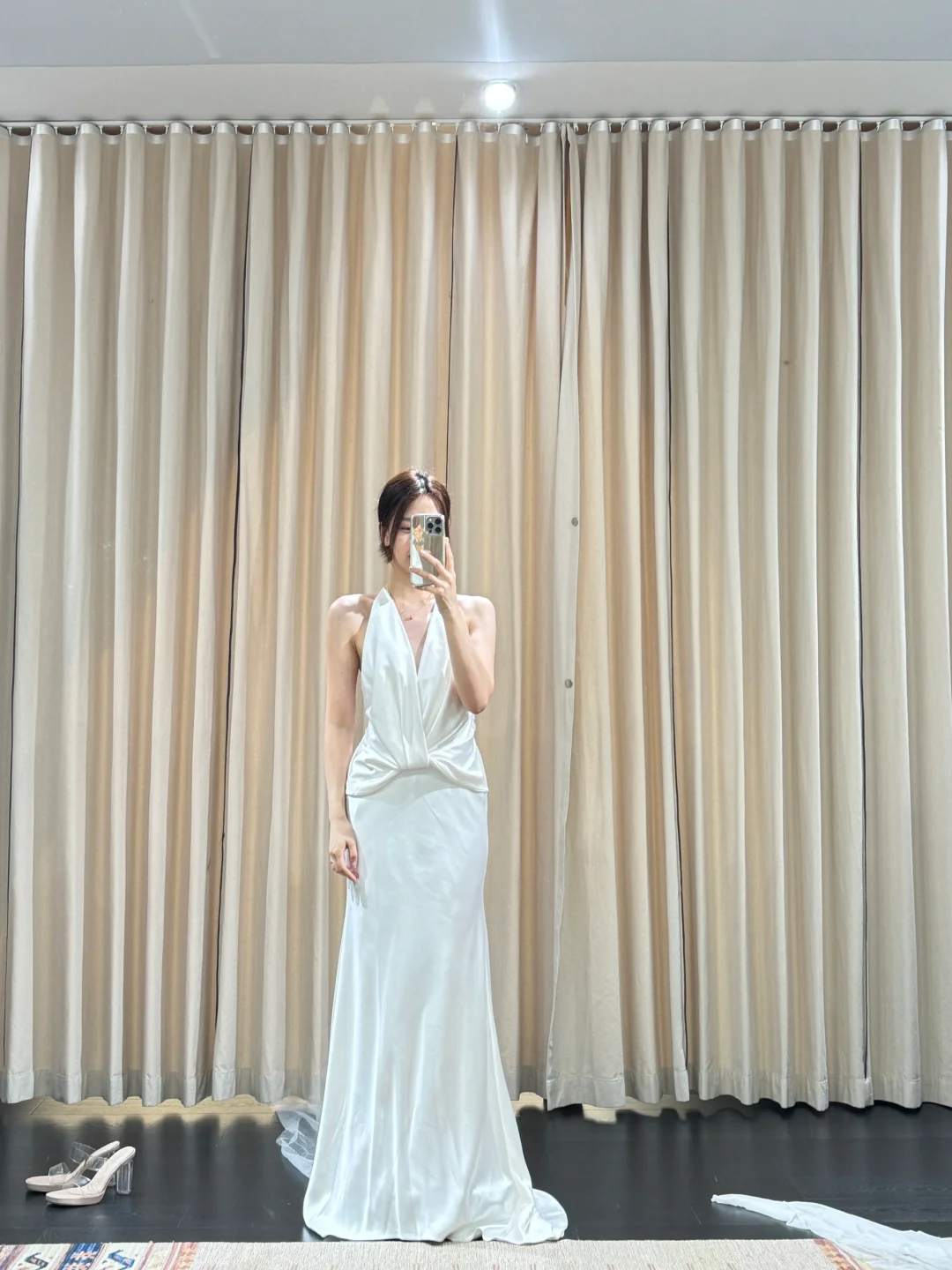 Classy Mermaid Halter Satin Long Prom Dress, Evening Dress - FashionDia