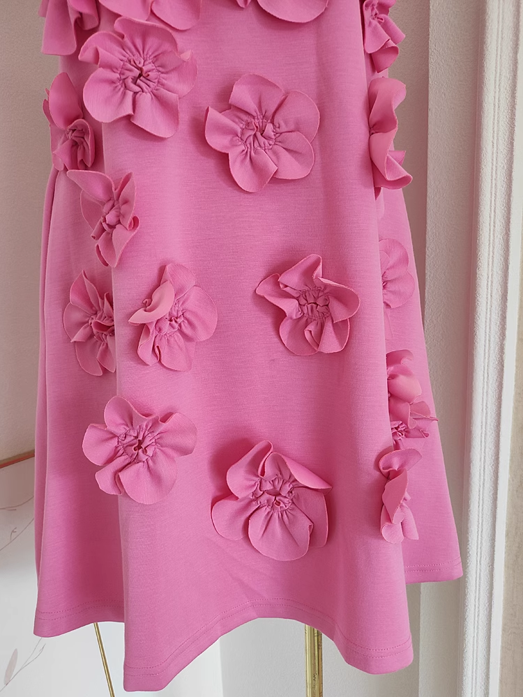 Cute A-Line High Neckline Pink Satin Short Homecoming Dresses Birthday Outfits - View 5 | FashionDia