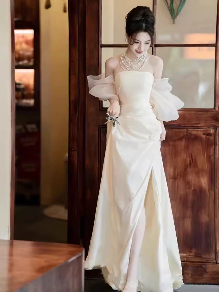 Fairytale Mermaid Off-the-Shoulder White Long Wedding Dresses - View 5 | FashionDia