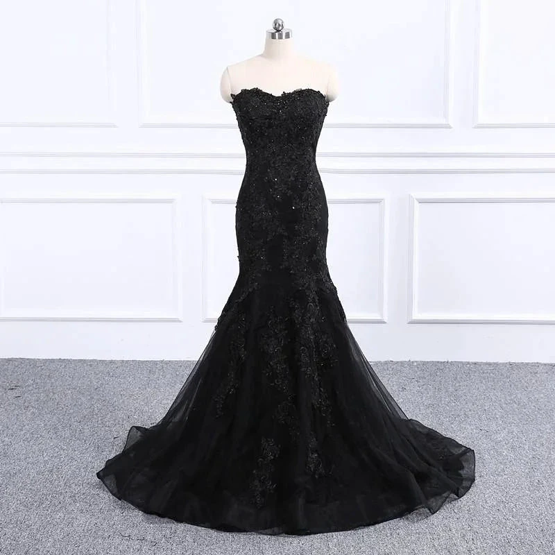 Sweetheart Neckline Black Mermaid Wedding Dress Y1776 by simplepromdress