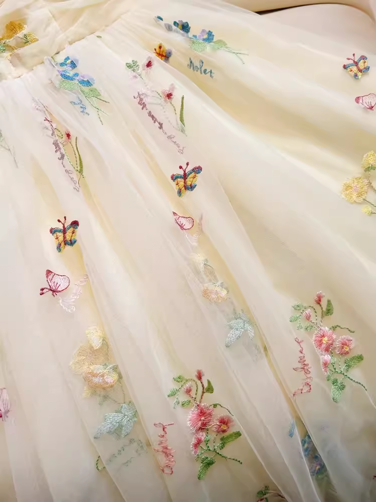 Modest A-Line Straps Floral Tulle Homecoming Dress 21st Birthday Outfit With Bow - View 5 | FashionDia