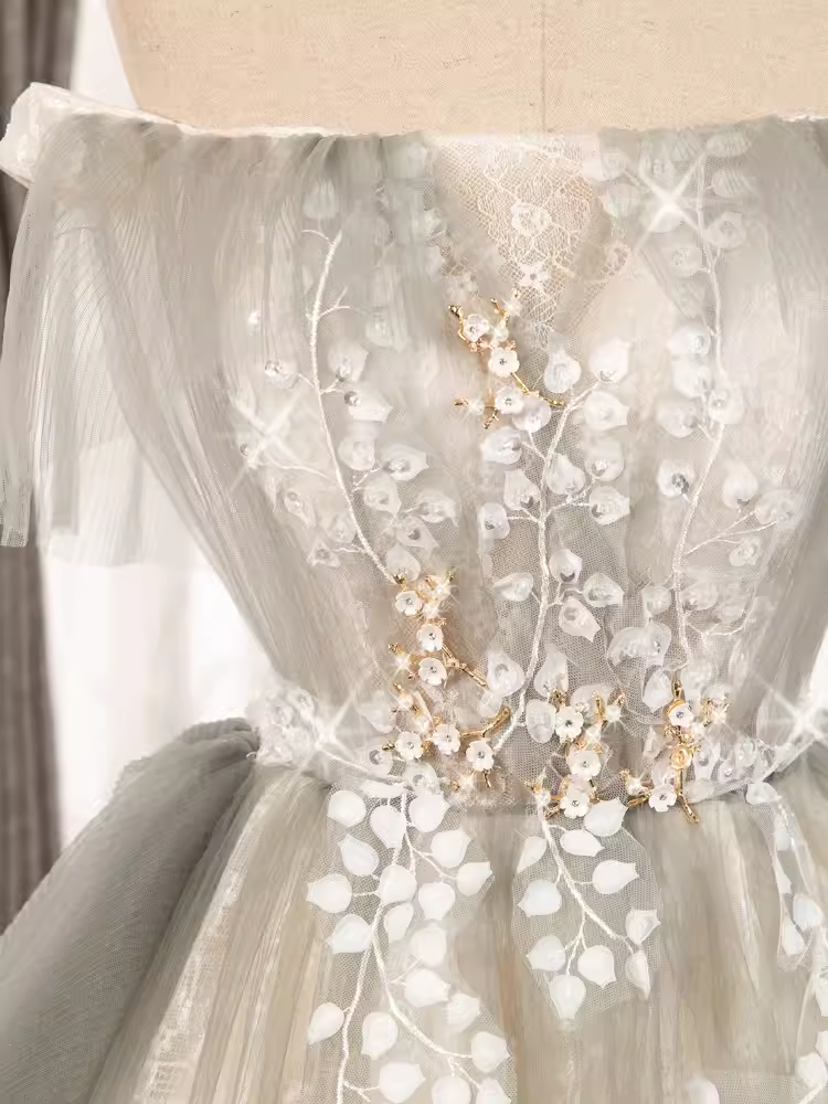 Vintage A-Line Off-the-Shoulder Tulle Homecoming Dress 18th Birthday Outfits - View 4 | FashionDia