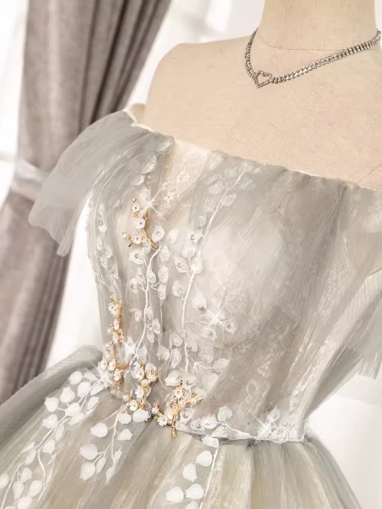 Vintage A-Line Off-the-Shoulder Tulle Homecoming Dress 18th Birthday Outfits - View 5 | FashionDia