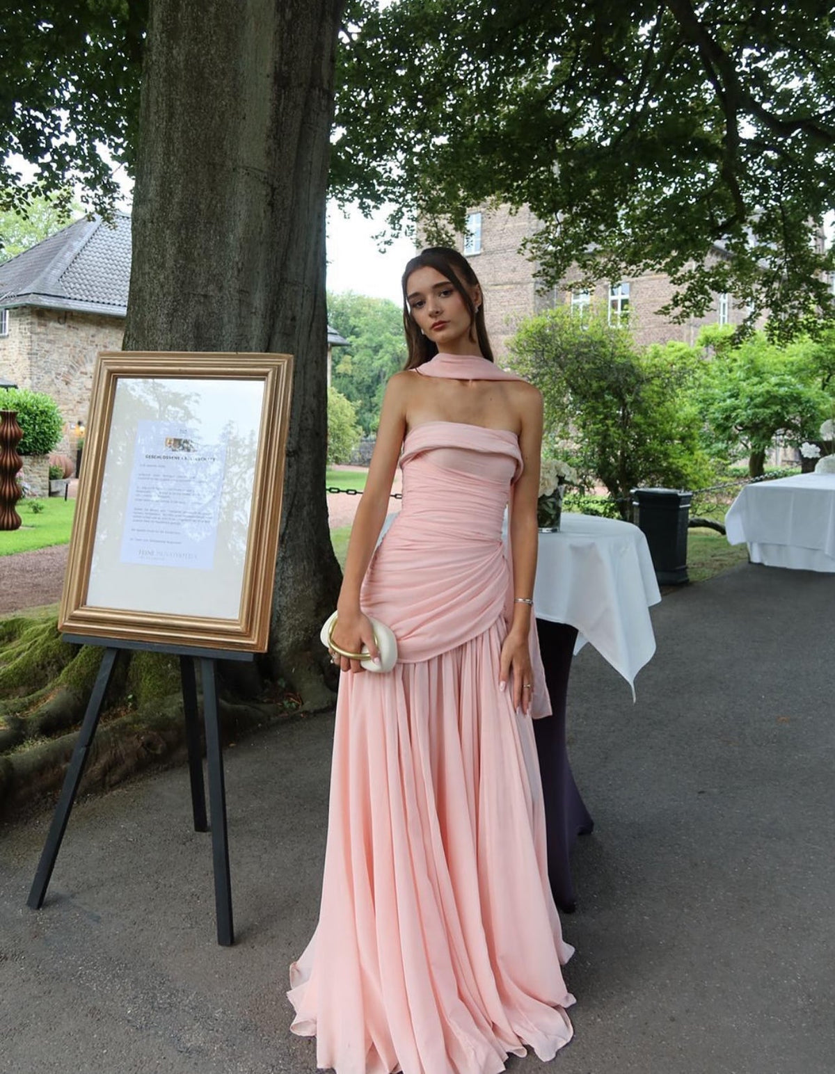 Pink A-Line Prom Dresses Chiffon Formal Party Dress